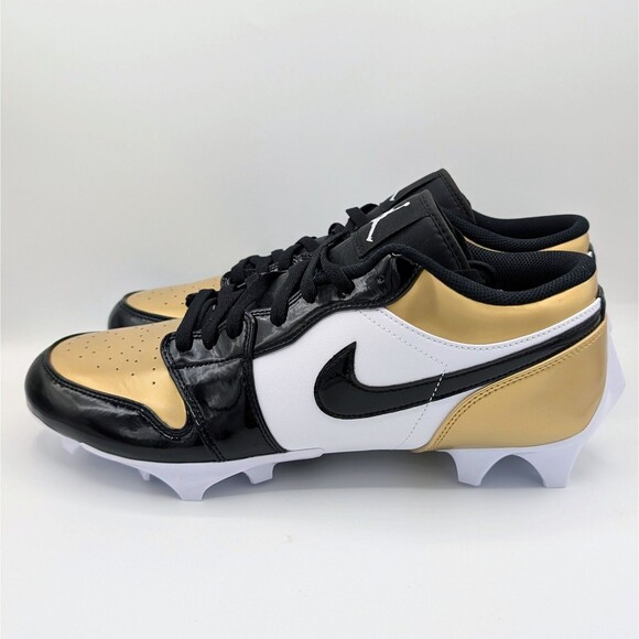 Nike Air Jordan 1 Low TD Football Cleats Patent Gold Toe FJ6245-701 Men\'s 13 main image 4